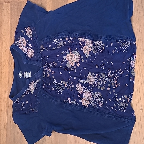 St. John's Bay Tops - St. John's Bay Navy Floral Top, Petite L